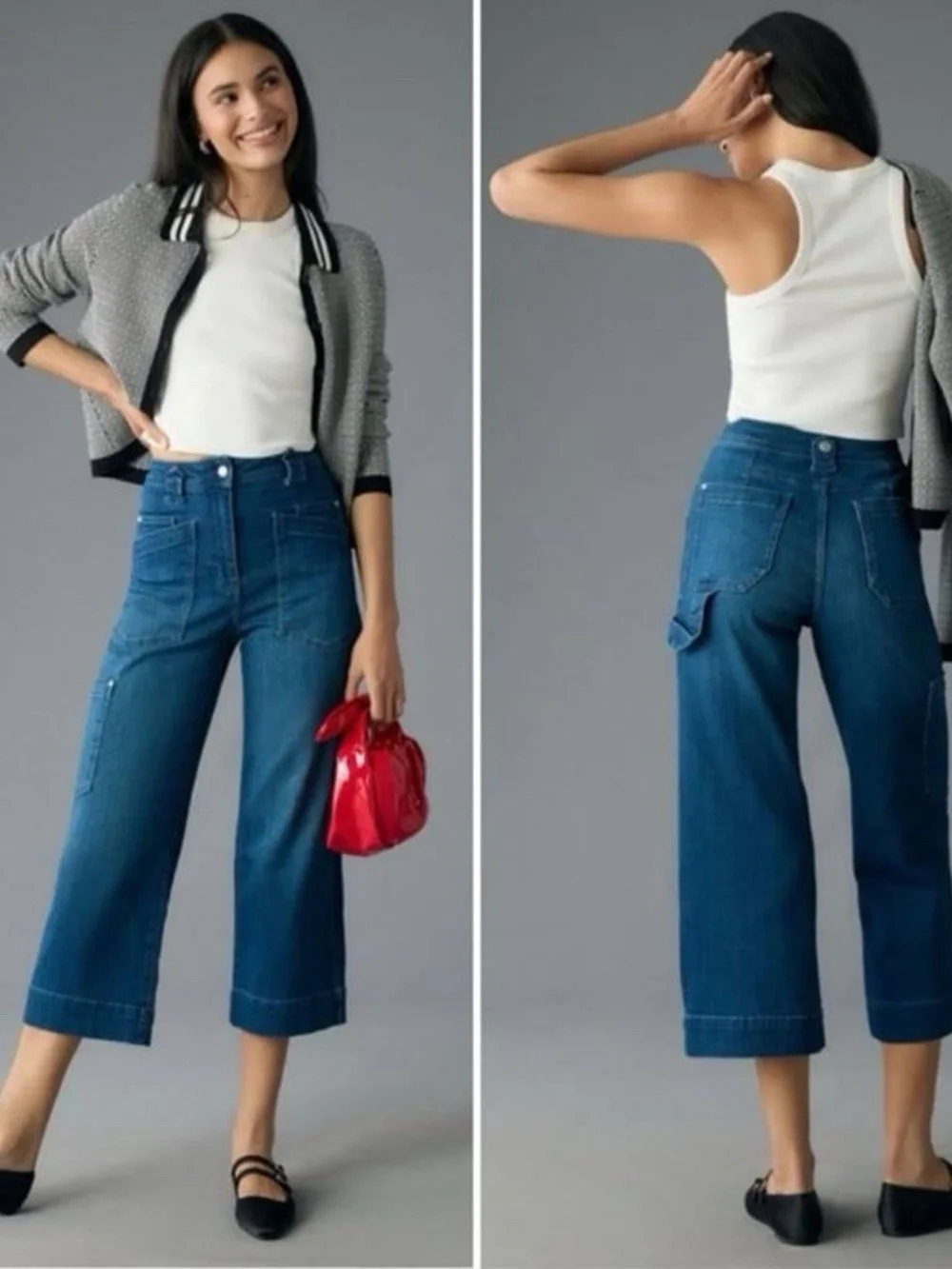 Maeve Anthropologie Gardener Carpenter High-Rise Crop Jeans | Blue | Size 28 - Picture 2 of 8